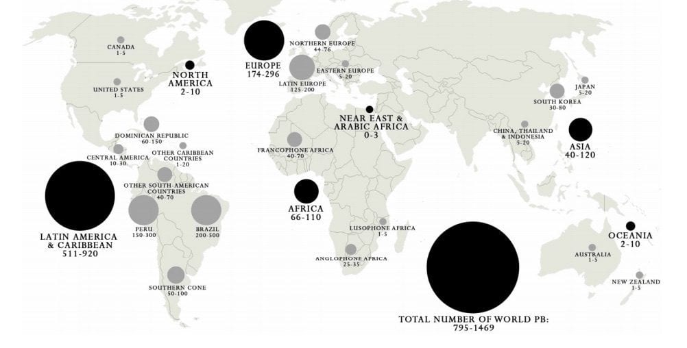 Carte des budgets participatifs dans le monde